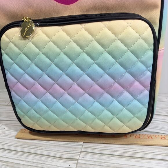 NWT‎ BETSEY JOHNSON OMBRÉ QUILTED BADLEY UNICORN LARGE BACKPACK - Picture 7 of 12